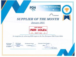 SOLESI SPA HAS BEEN AWARDED COMPANY OF THE MONTH FOR PERFORMANCE IN SAFETY AND ENVIRONMENT